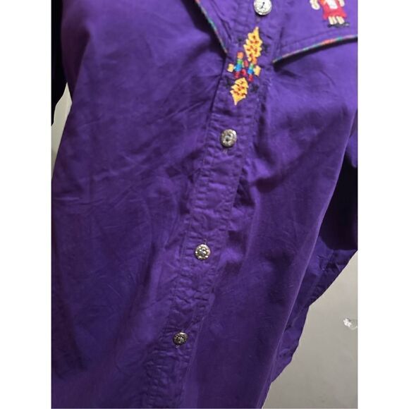 Vintage Arroyo Women’s Purple Embroidered Western Indian Button Up Shirt Size M - Picture 3 of 15